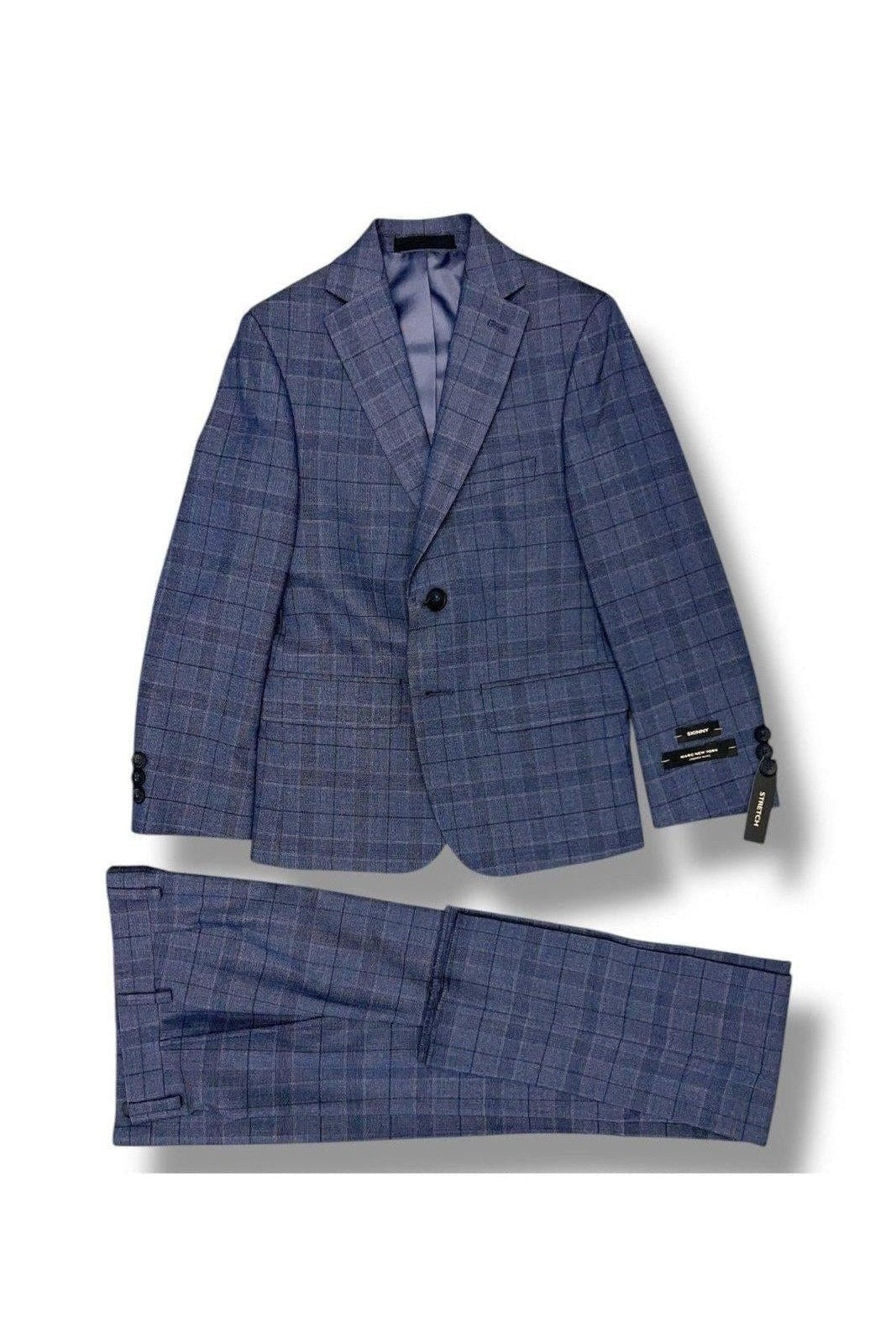 Andrew Marc Boys Skinny Blue Plaid Suit_ W0814-NorthBoys