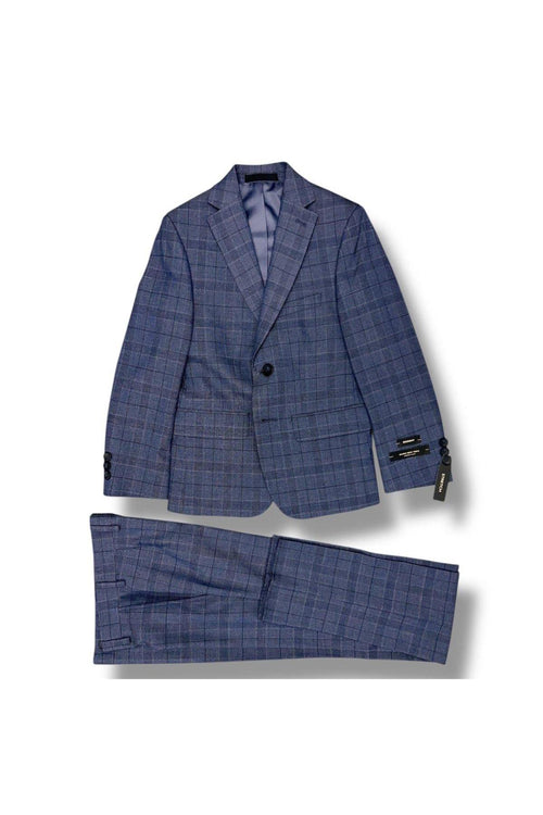 Andrew Marc Boys Skinny Blue Plaid Suit_ W0814-NorthBoys