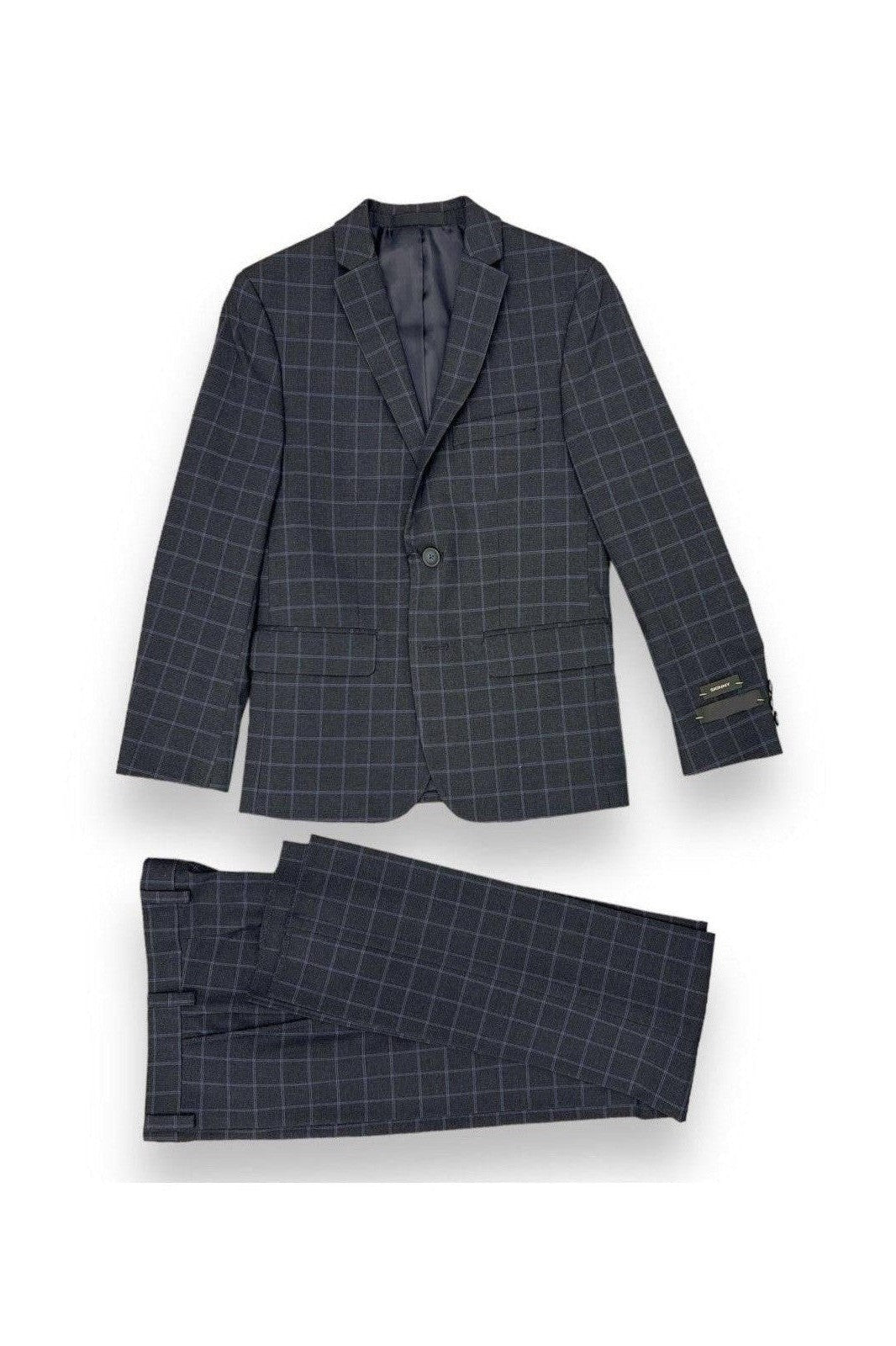 Andrew Marc Boys Skinny Charcoal/Blue Window Suit_ W0713-NorthBoys