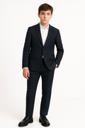 Andrew Marc Boys Skinny Charcoal/Blue Window Suit_ W0713-NorthBoys