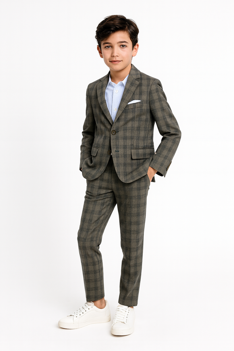 Appaman Boys Two Piece Grey Plaid Stretchy Mod Suit_ G8SSU1