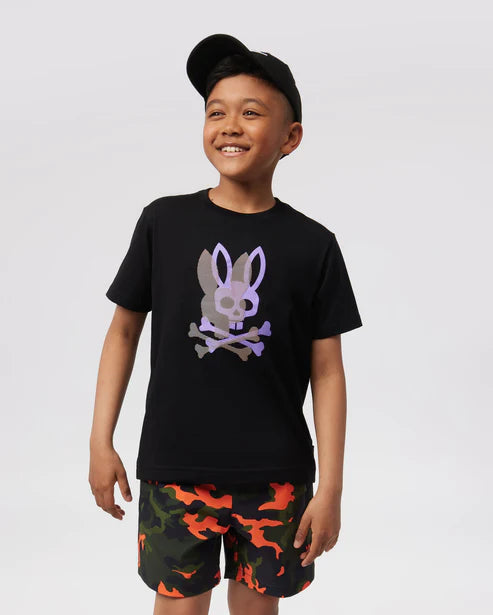 Psycho Bunny Kids Black Chicago HD Dotted Graphic T-Shirt_B0U412Z1PC-001