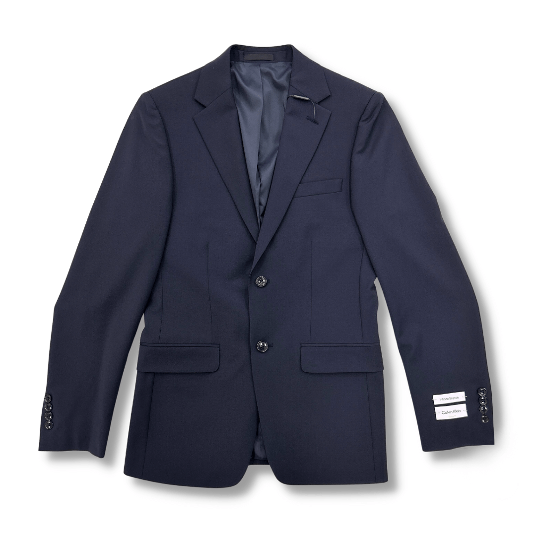 Calvin Klein Mens Skinny Fit Navy Wool Stretch Suit (Jacket & Pant)-NorthBoys