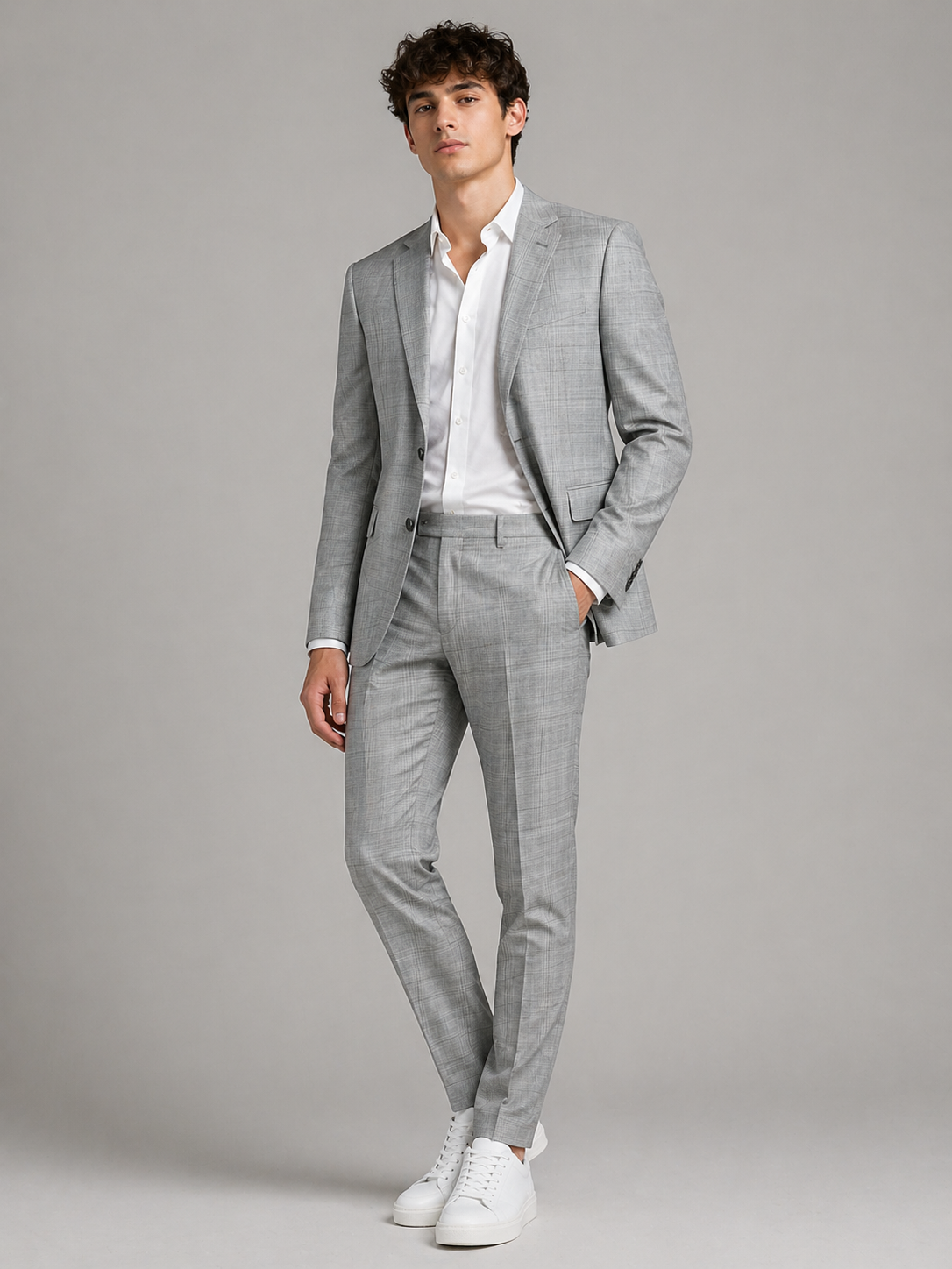Calvin Klein Mens Slim Fit Light Grey Wool Suit_ Z1772