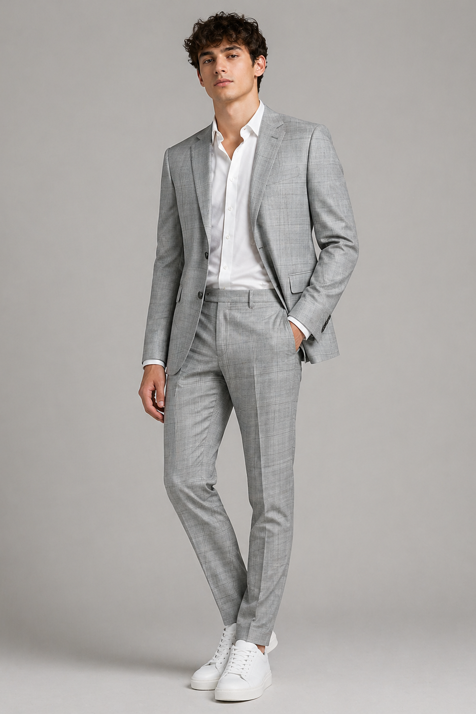 Calvin Klein Mens Slim Fit Light Grey Wool Suit_ Z1772
