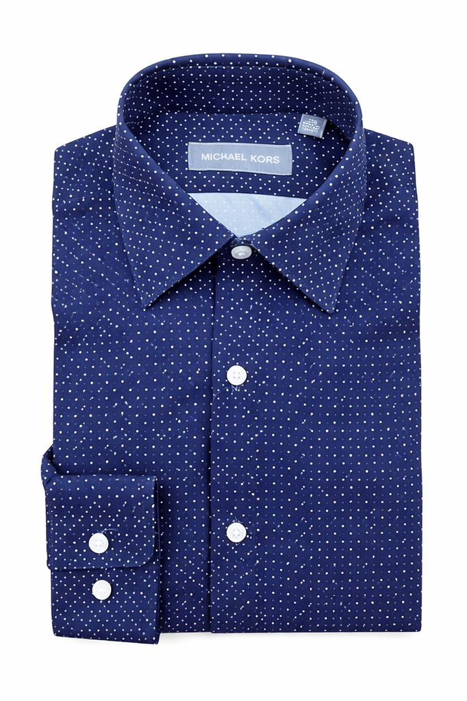 Michael Boys Blue with White Dots Dress Shirt_ SJY0014