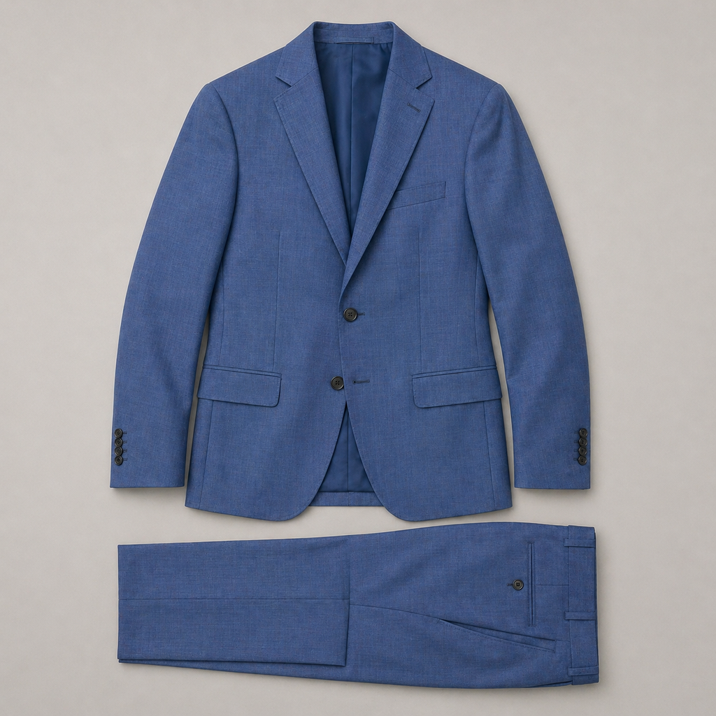 Michael Kors Mens Blue Sharkskin Wool Suit_ W0726