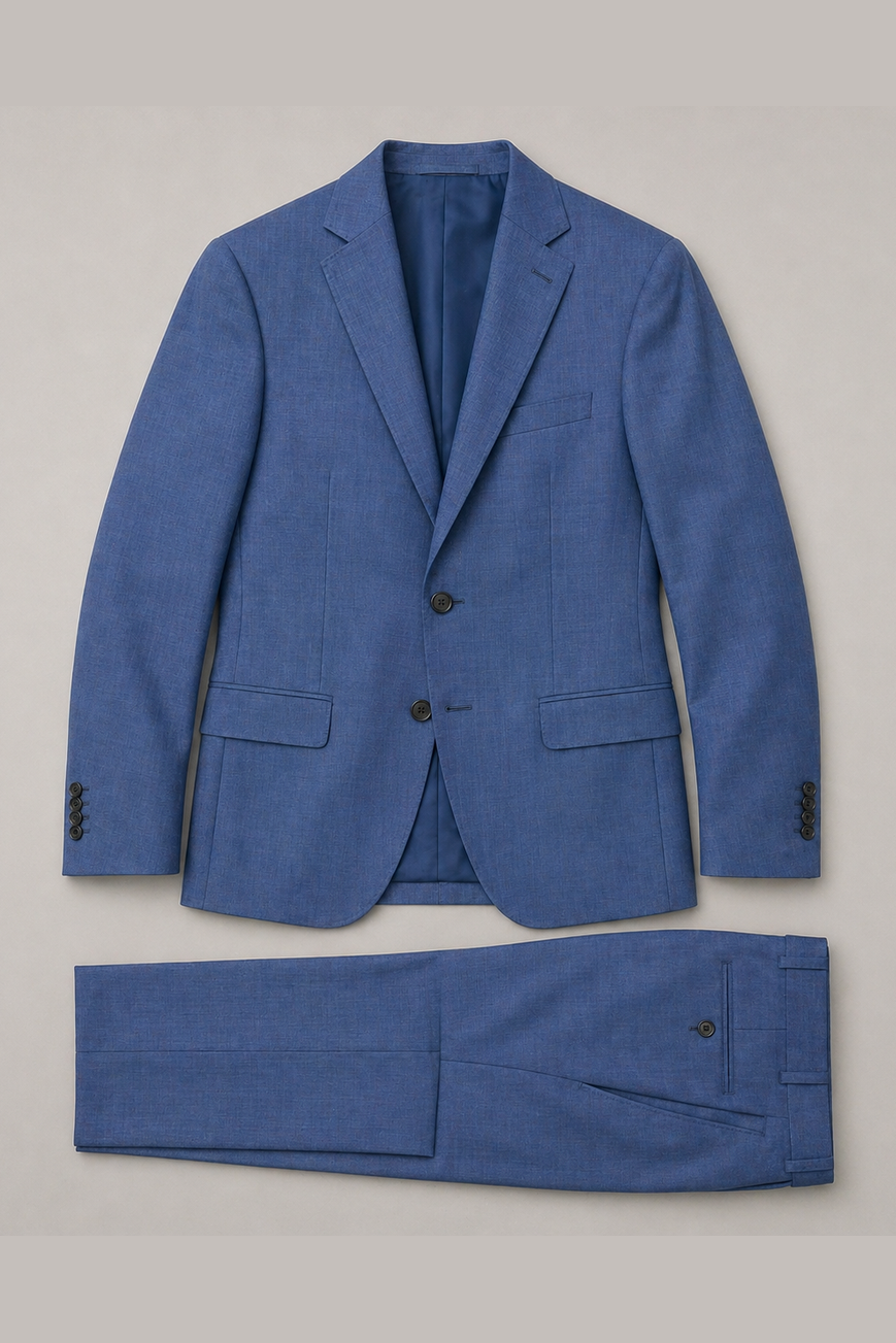 Michael Kors Mens Blue Sharkskin Wool Suit