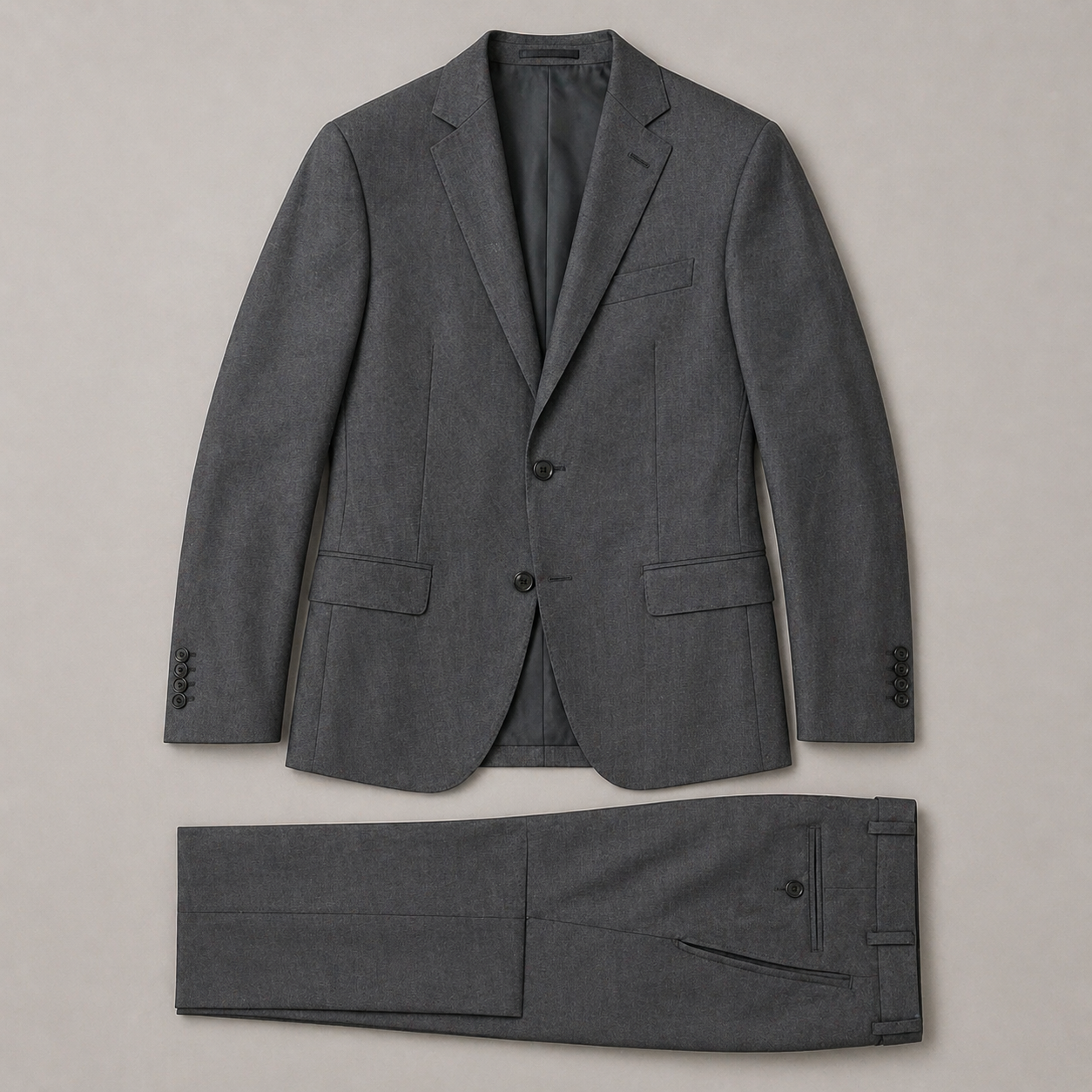 Calvin Klein Mens Slim Fit Charcoal Grey Sharkskin Wool Suit_ W0200