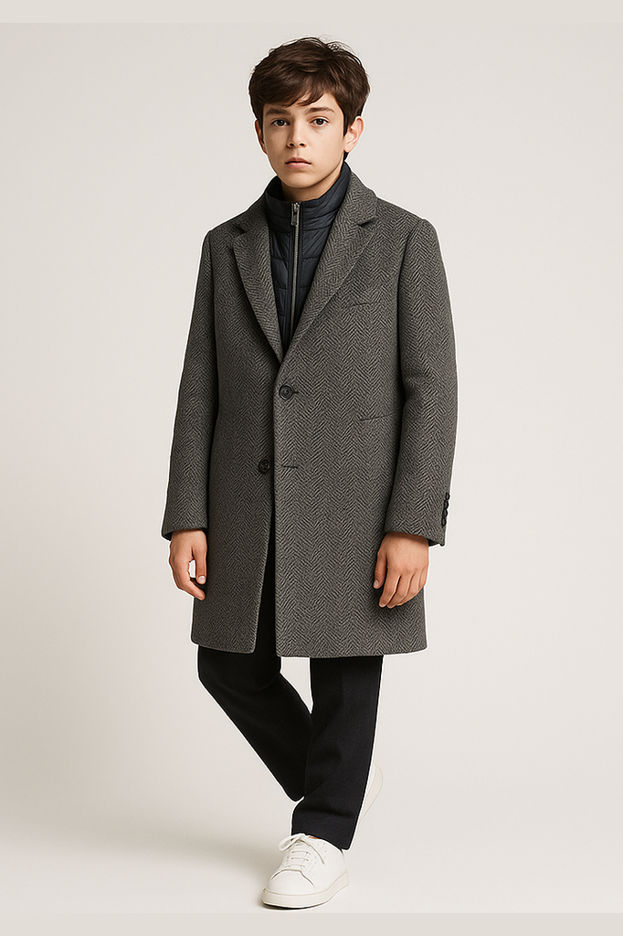 CloudCloth Boys Herringbone Coat w/ Removable Vest_ CT1031