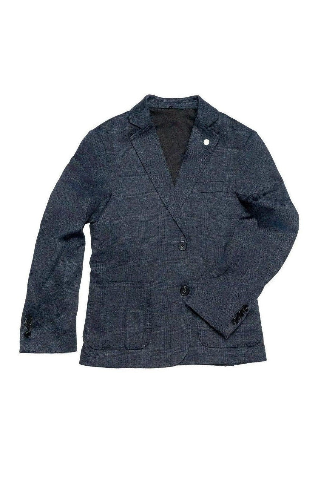 Cloud Cloth Boys Slim Fit Plaid Stretch Navy Suit-NorthBoys