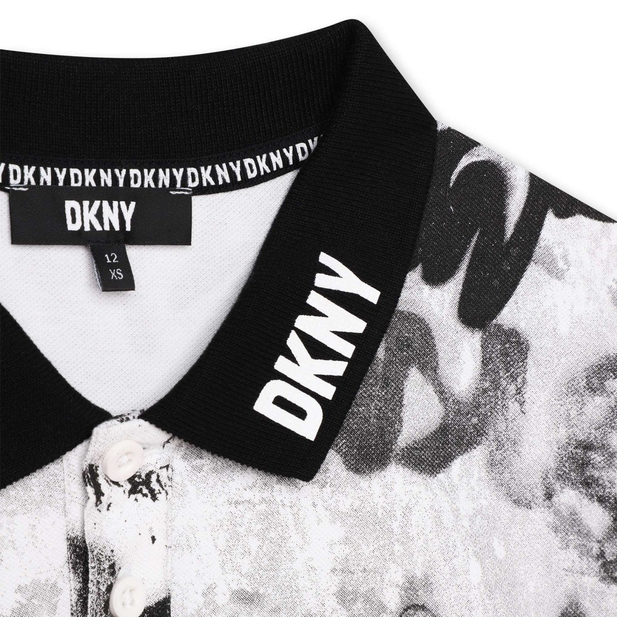 DKNY Junior Boys White Graffiti Print Polo Shirt _D25E62 - 10P - NorthBoys