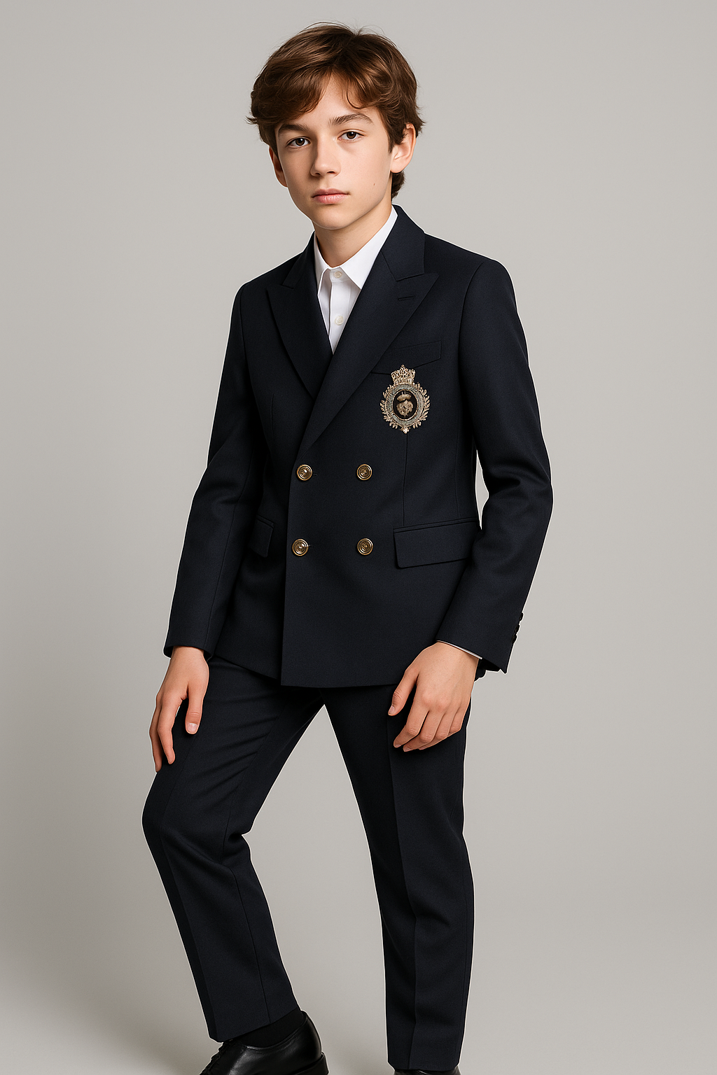 Etro Boys Navy Double Breasted Wool Suit