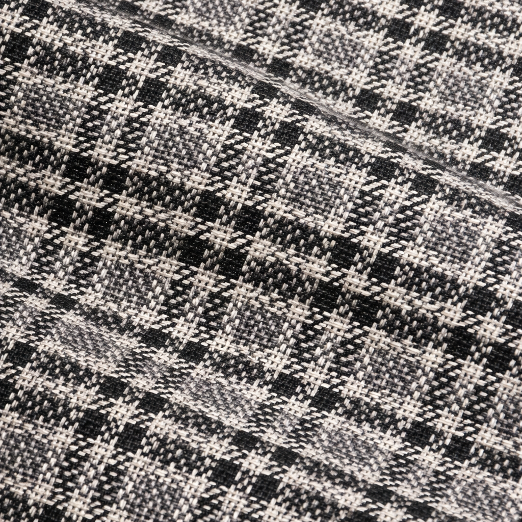 Close-up of a black and white checkered fabric pattern