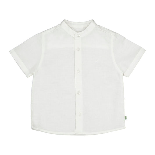 Mayoral Baby Short Sleeve Linen Mandarin Collar Dress Shirt_ 1113-88