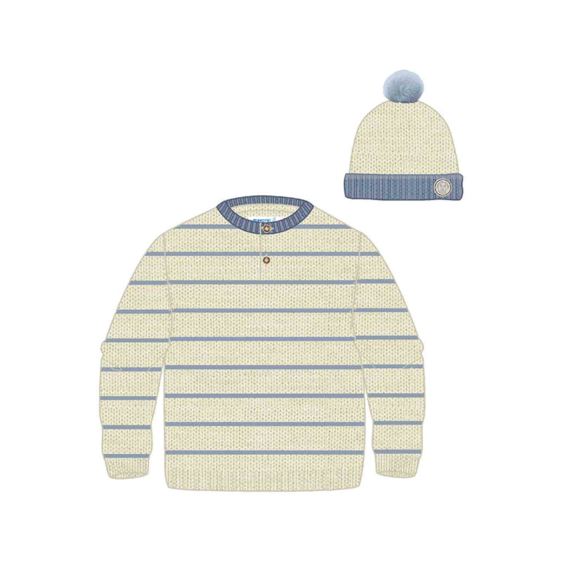 Baby Stripped Jersey Hat Set