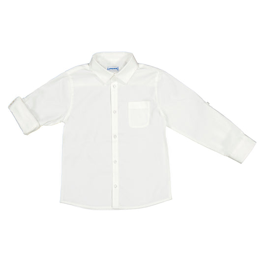 Mayoral Mini White Long Sleeve Cotton Shirt_ 140-39