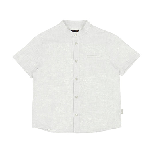 Mayoral Mini Short Sleeve Mandarin Collar Linen Dress Shirt_ 3113