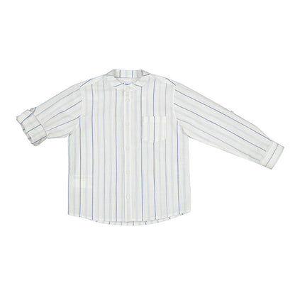 Mayoral Mini Long Sleeve Striped Mandarin Collar Dress Shirt_ 3121