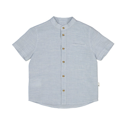 Mayoral Mini Short Sleeve Mandarin Collar Linen Dress Shirt_ 3113