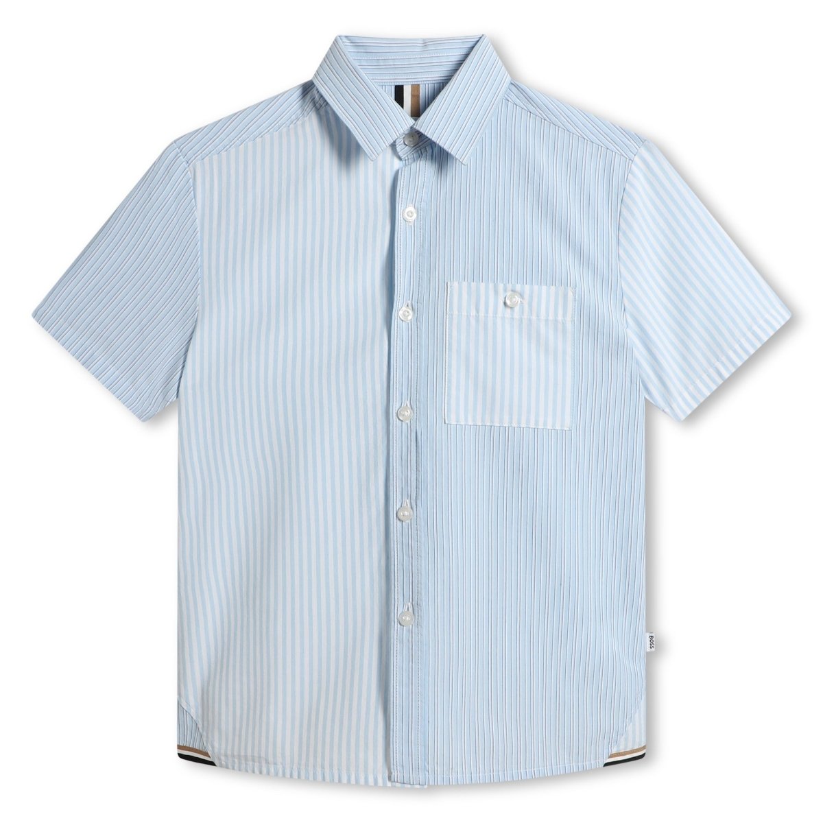 Hugo Boss Boys Short Sleeve Loose Fit Striped White Dress Shirt _ J50698 - 10P - NorthBoys
