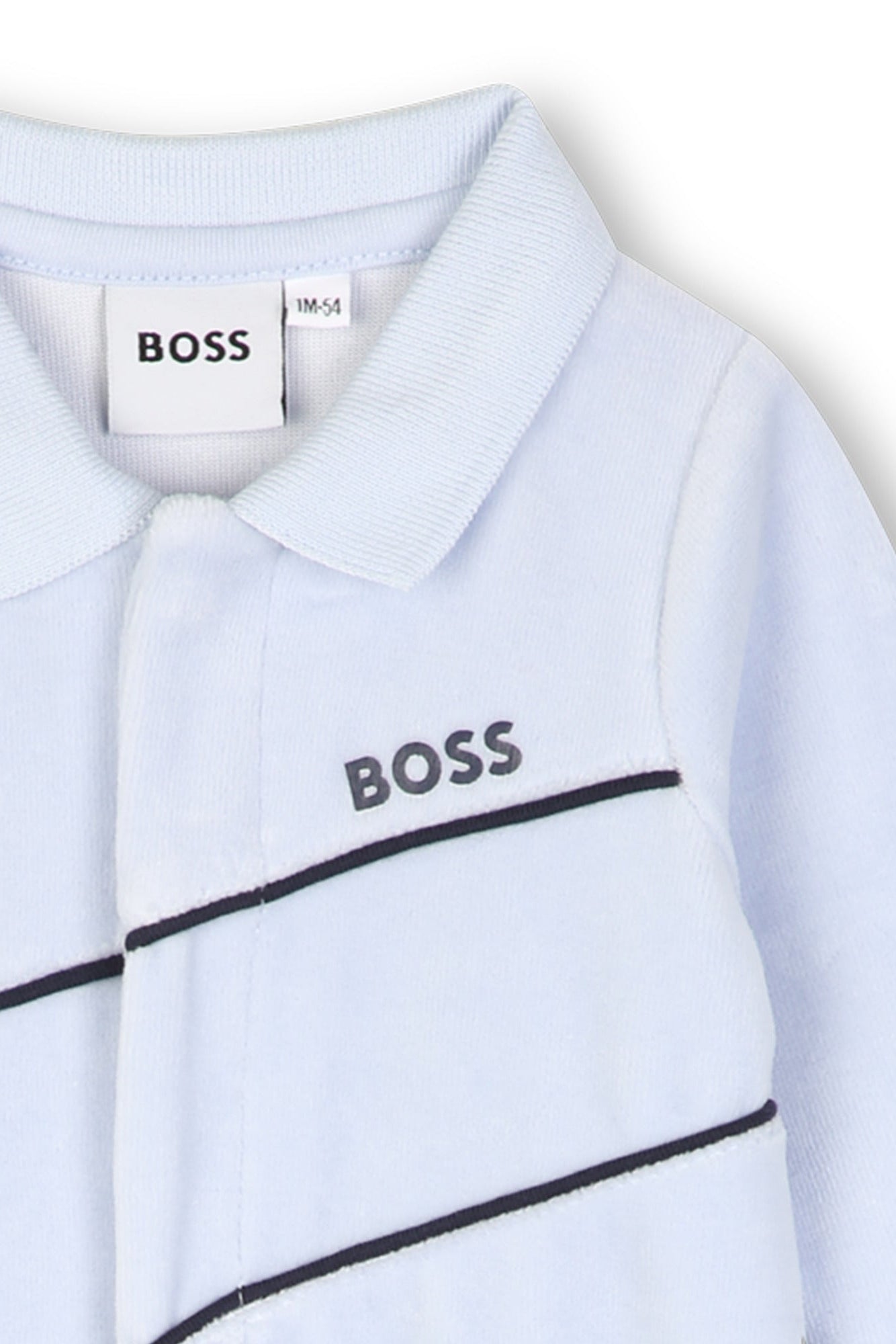 Hugo Boss Baby Boys Organic Cotton Velour Pajamas with Polo Collar & Boss Print