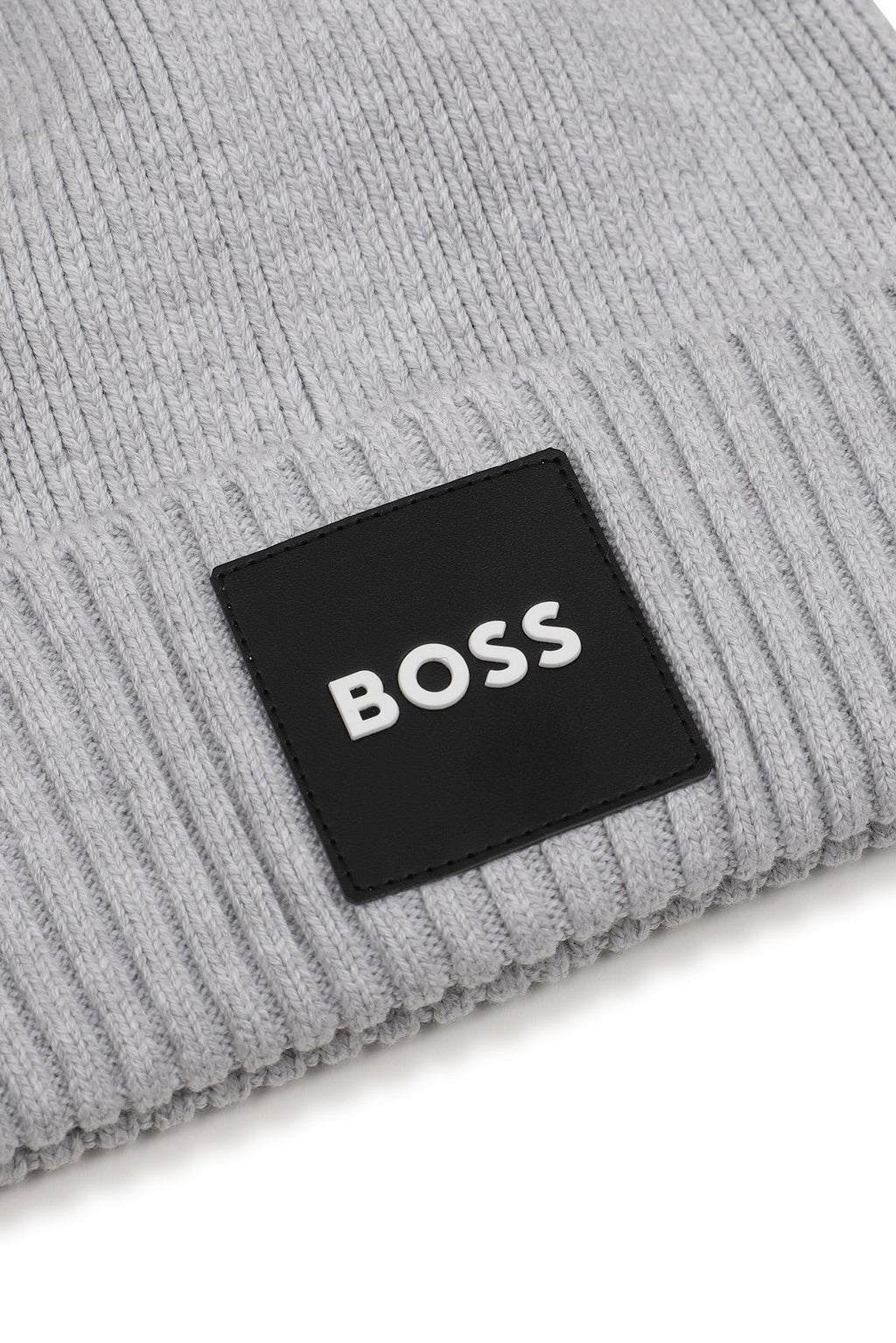 Hugo Boss Boys Cotton Knit Beanie with Branded Badge_ J53629