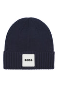 Hugo Boss Boys Cotton Knit Beanie with Logo Badge_ J53575