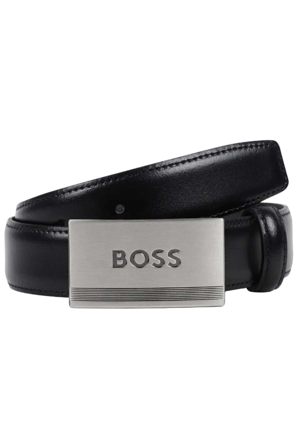 Hugo Boss Boys Cow Leather Belt with Engraved Metal Buckle_ J53150