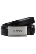 Hugo Boss Boys Cow Leather Belt with Engraved Metal Buckle_ J53150