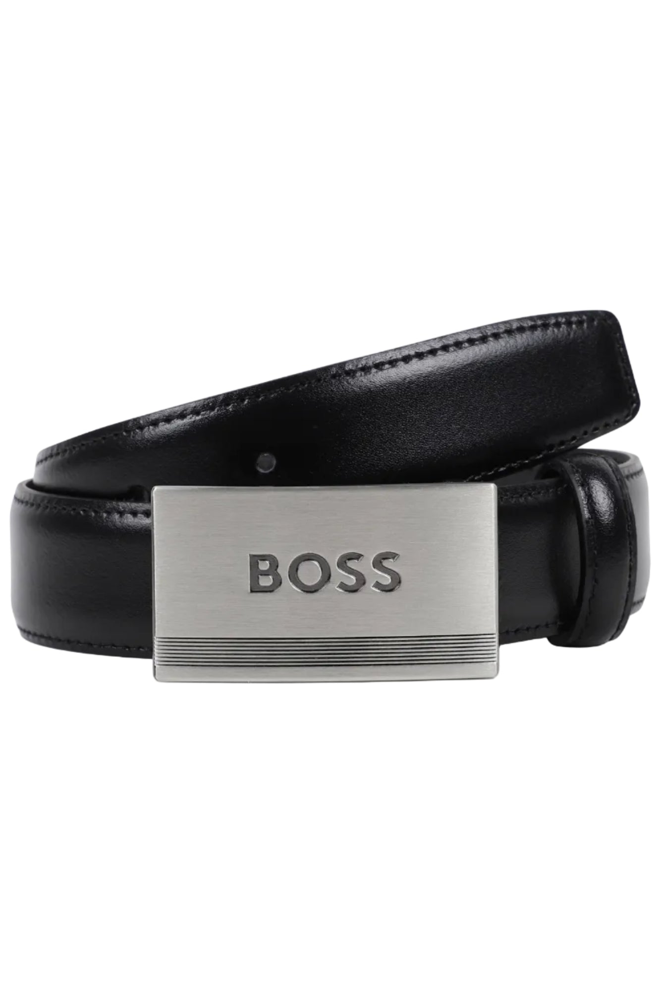 Hugo Boss Boys Cow Leather Belt with Engraved Metal Buckle_ J53150