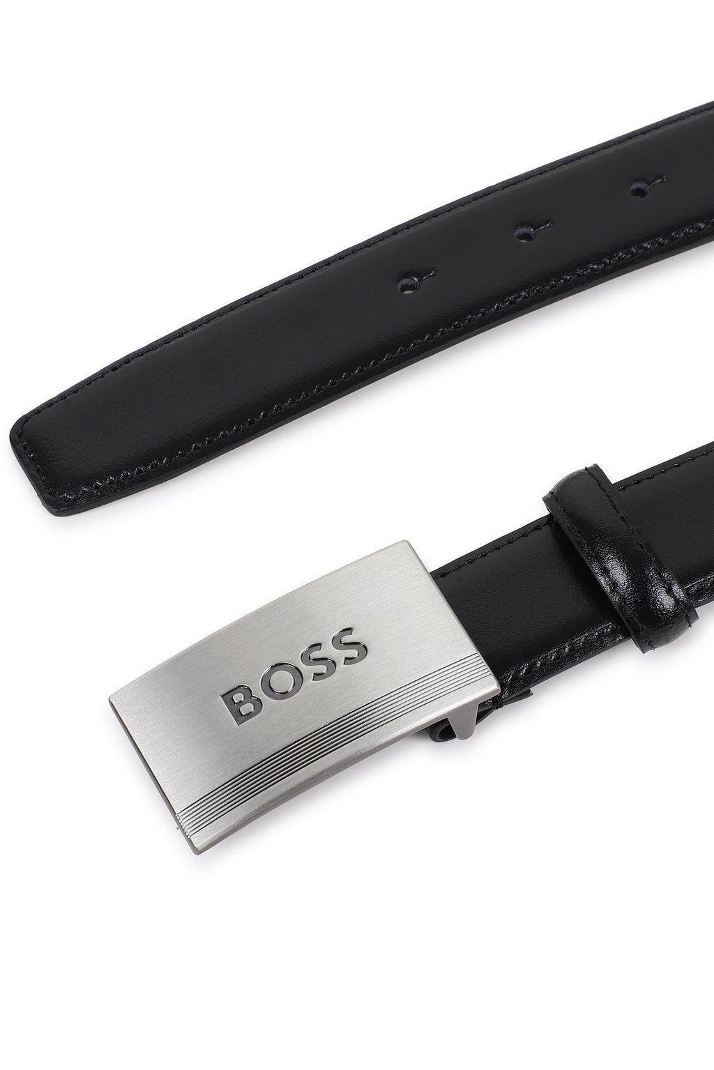 Hugo Boss Boys Cow Leather Belt with Engraved Metal Buckle_ J53150