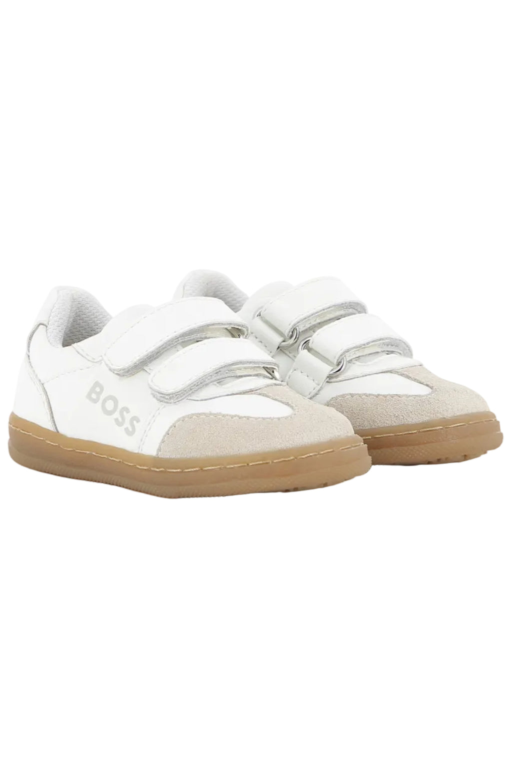 Hugo Boss Boys Cow Leather Sneakers with Hook & Loop and Logo Detailing_ J53541