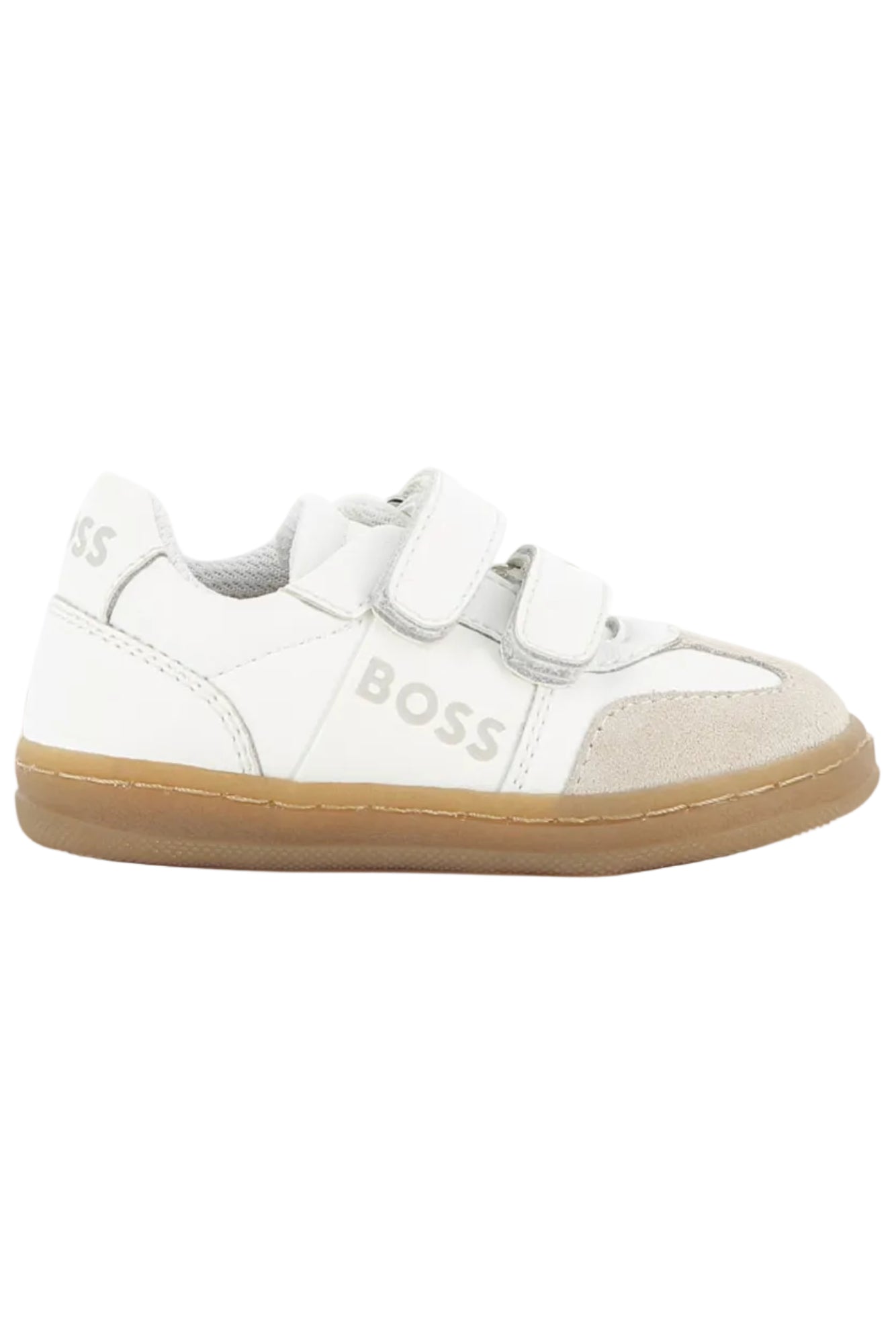 Hugo Boss Boys Cow Leather Sneakers with Hook & Loop and Logo Detailing_ J53541