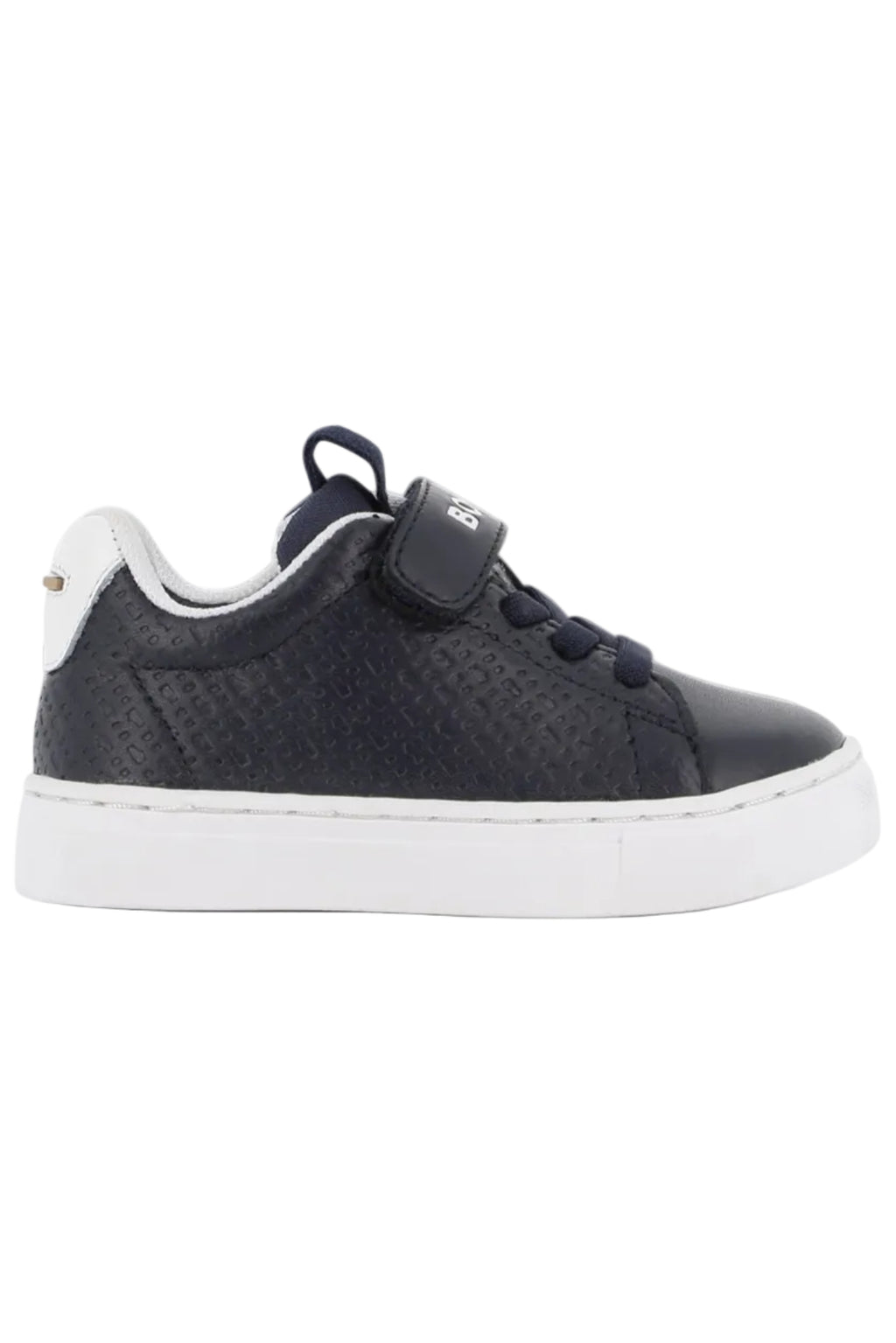 Hugo Boss Boys Cow Nappa Leather & Textile Sneakers with Monogram & Logo