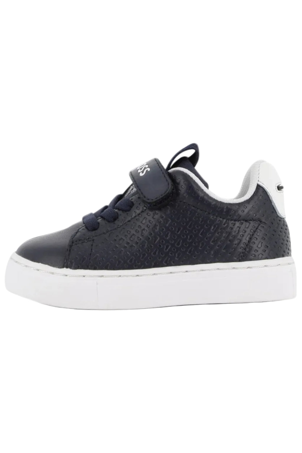 Hugo Boss Boys Cow Nappa Leather & Textile Sneakers with Monogram & Logo