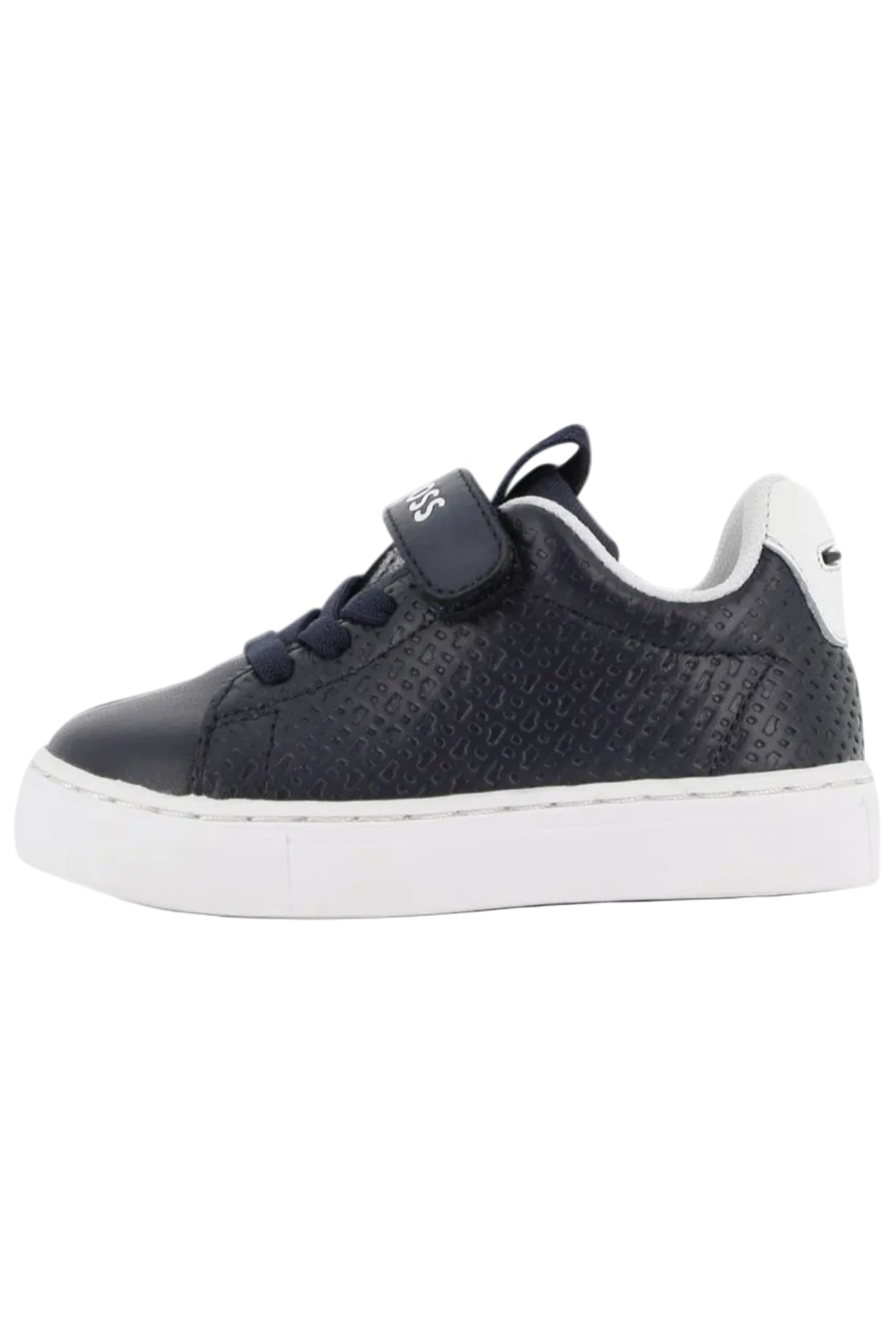 Hugo Boss Boys Cow Nappa Leather & Textile Sneakers with Monogram & Logo