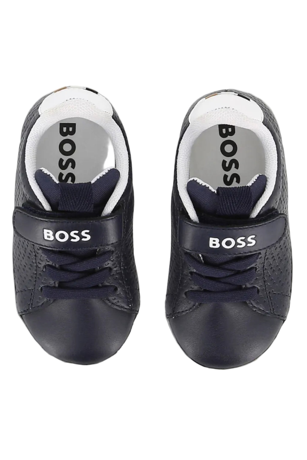 Hugo Boss Boys Cow Nappa Leather & Textile Sneakers with Monogram & Logo