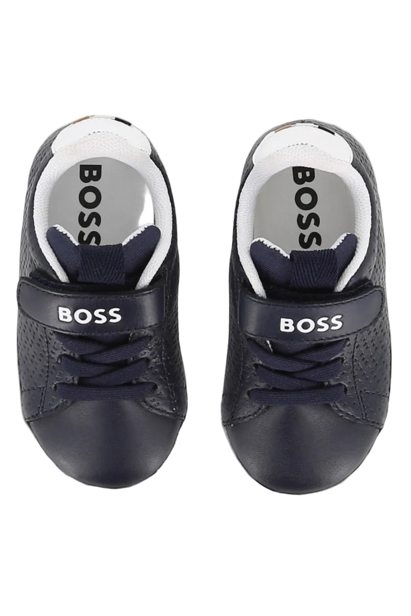 Hugo Boss Boys Cow Nappa Leather & Textile Sneakers with Monogram & Logo