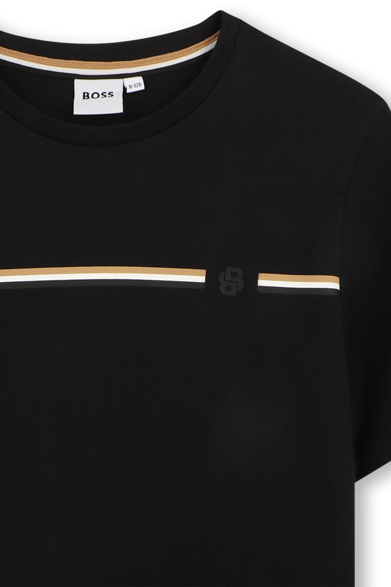 Hugo Boss Boys Iconic Stripe Tee with Double-B Logo_ J53412