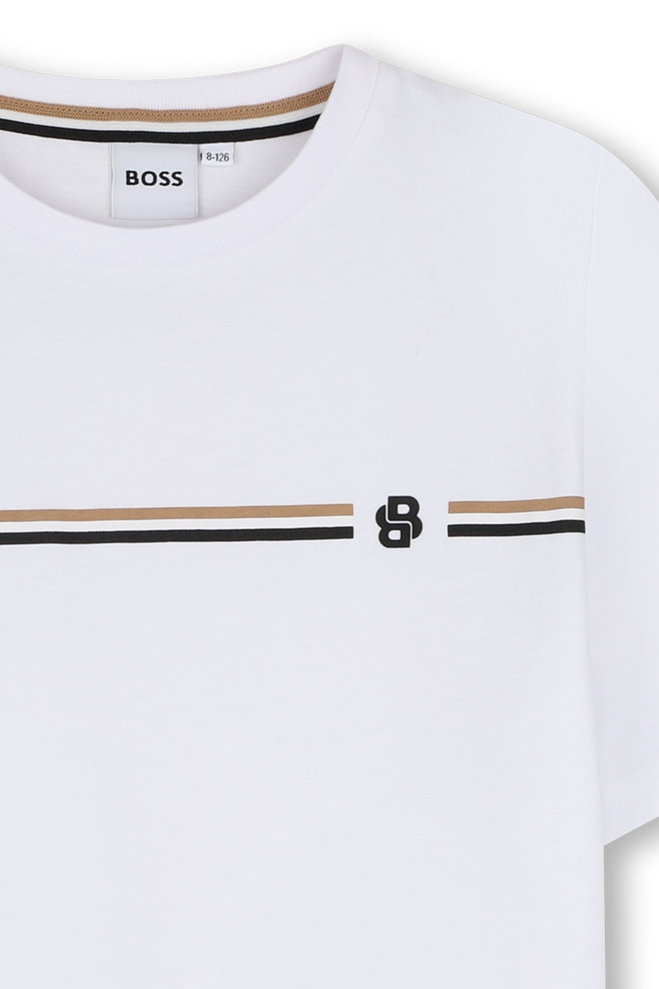 Hugo Boss Boys Iconic Stripe Tee with Double-B Logo_ J53412