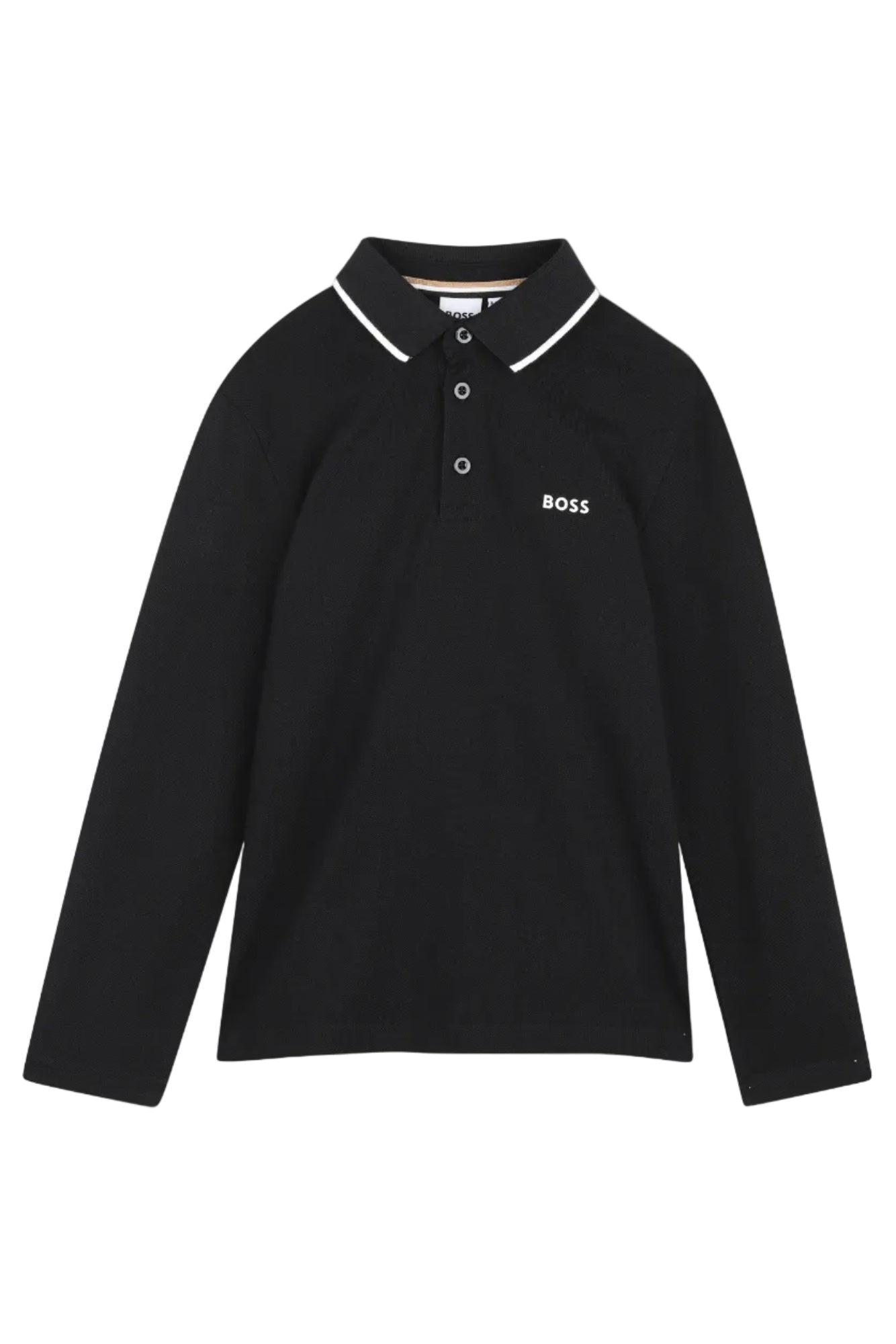 Hugo Boss Boys Long Sleeve Jersey Polo with Contrast Collar Trim_ J53376