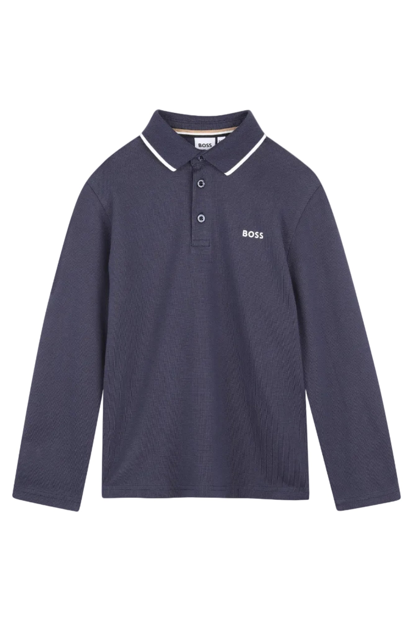 Hugo Boss Boys Long Sleeve Jersey Polo with Contrast Collar Trim_ J53376