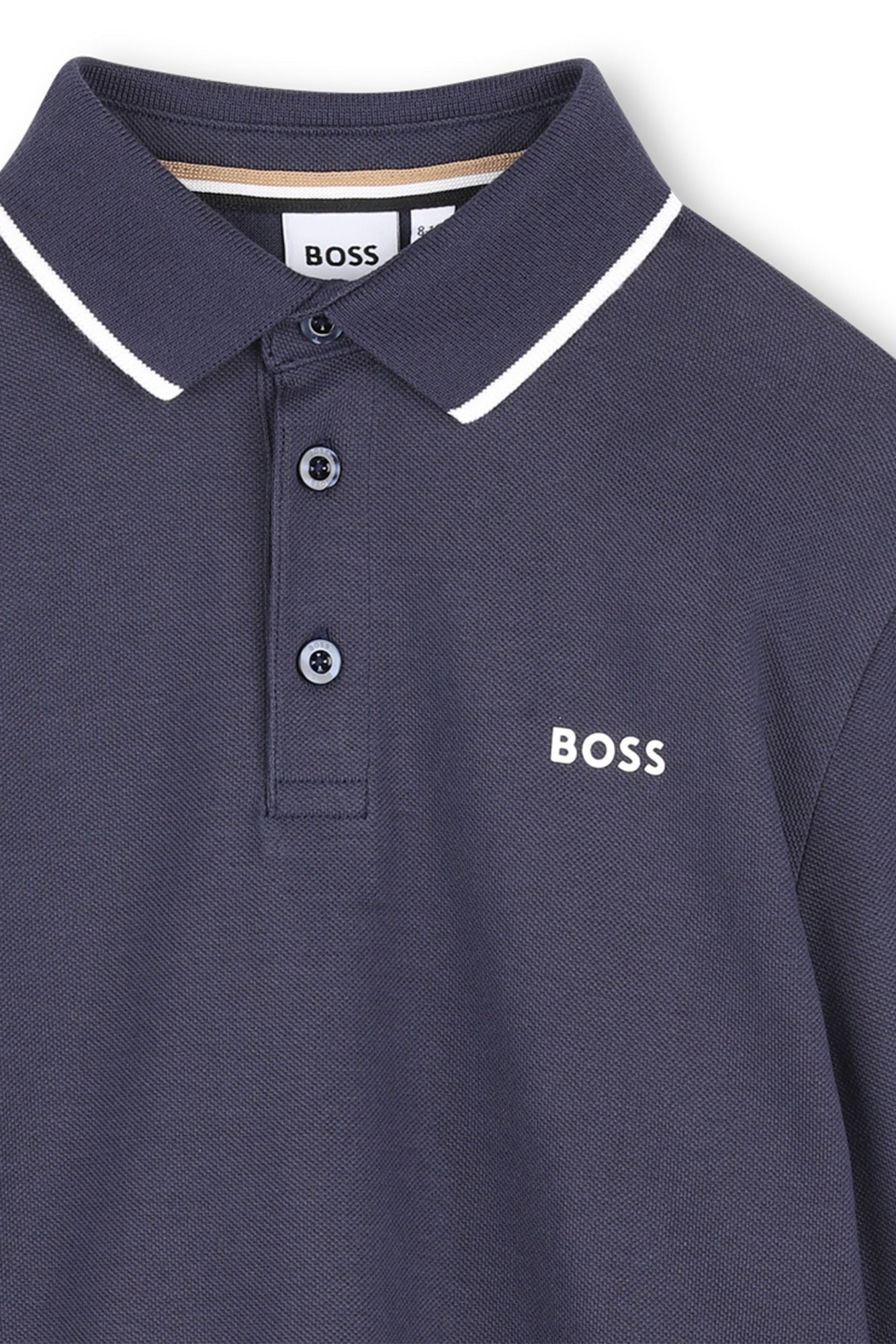 Hugo Boss Boys Long Sleeve Jersey Polo with Contrast Collar Trim_ J53376