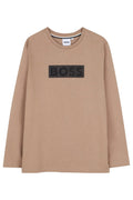 Hugo Boss Boys Long Sleeve Tee with High-Density Relief Logo