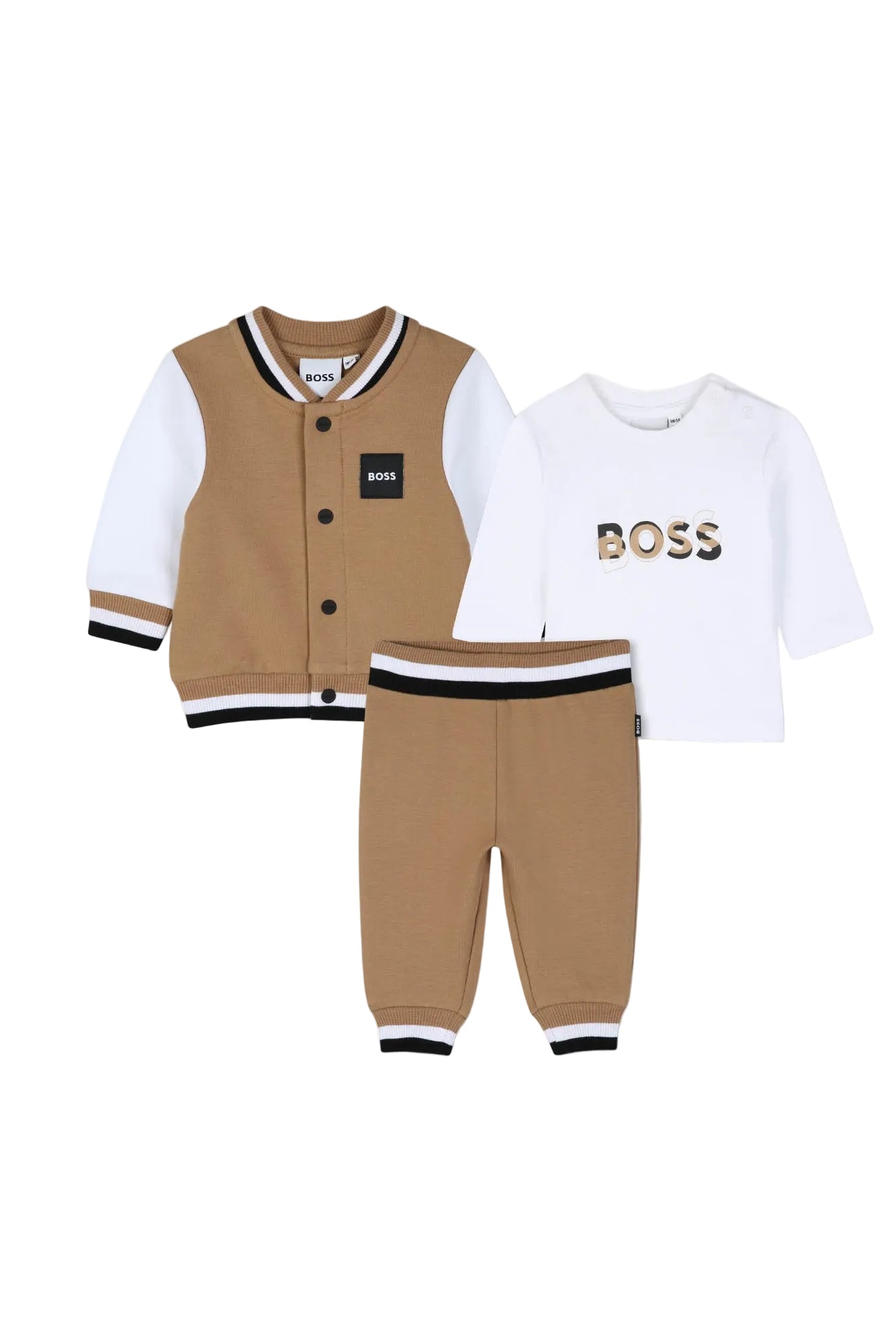 Hugo Boss Toddler 3-Piece Trackset Gift Set with Multicolor Ribbed Banding_