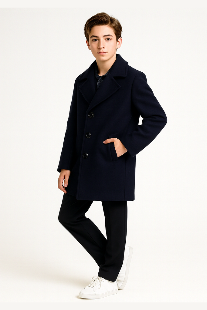 Isaac Mizrahi Boys Single Breasted Wool Coat_ CT1013