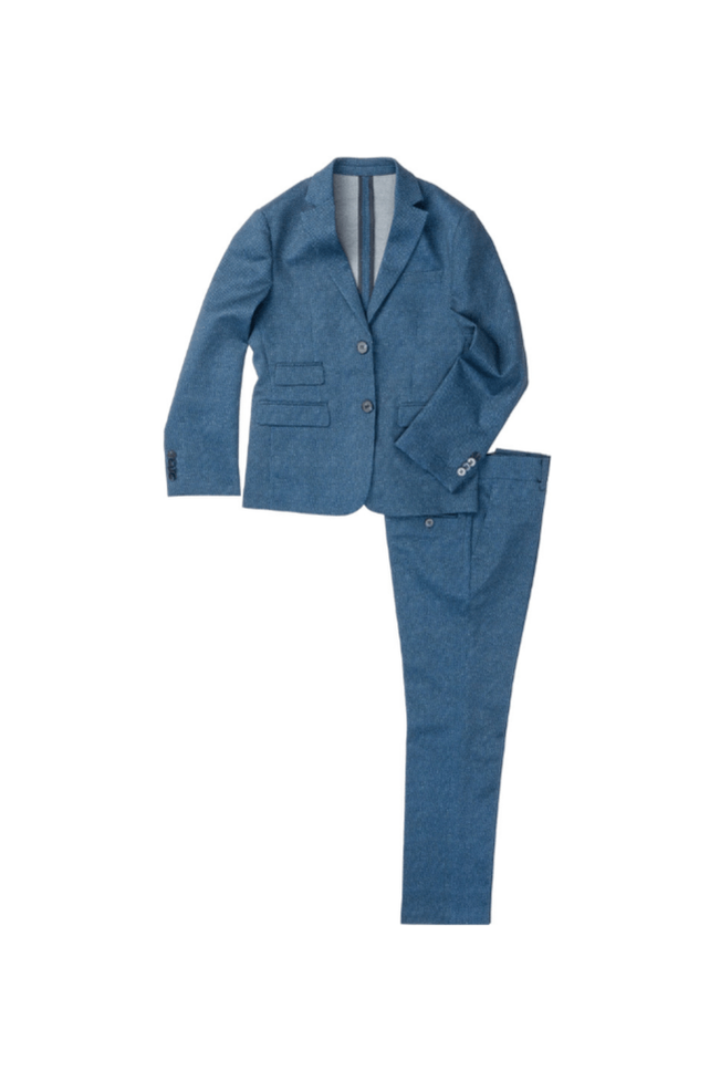 Isaac Mizrahi Boys Slim Fit Textured Navy Suit-NorthBoys