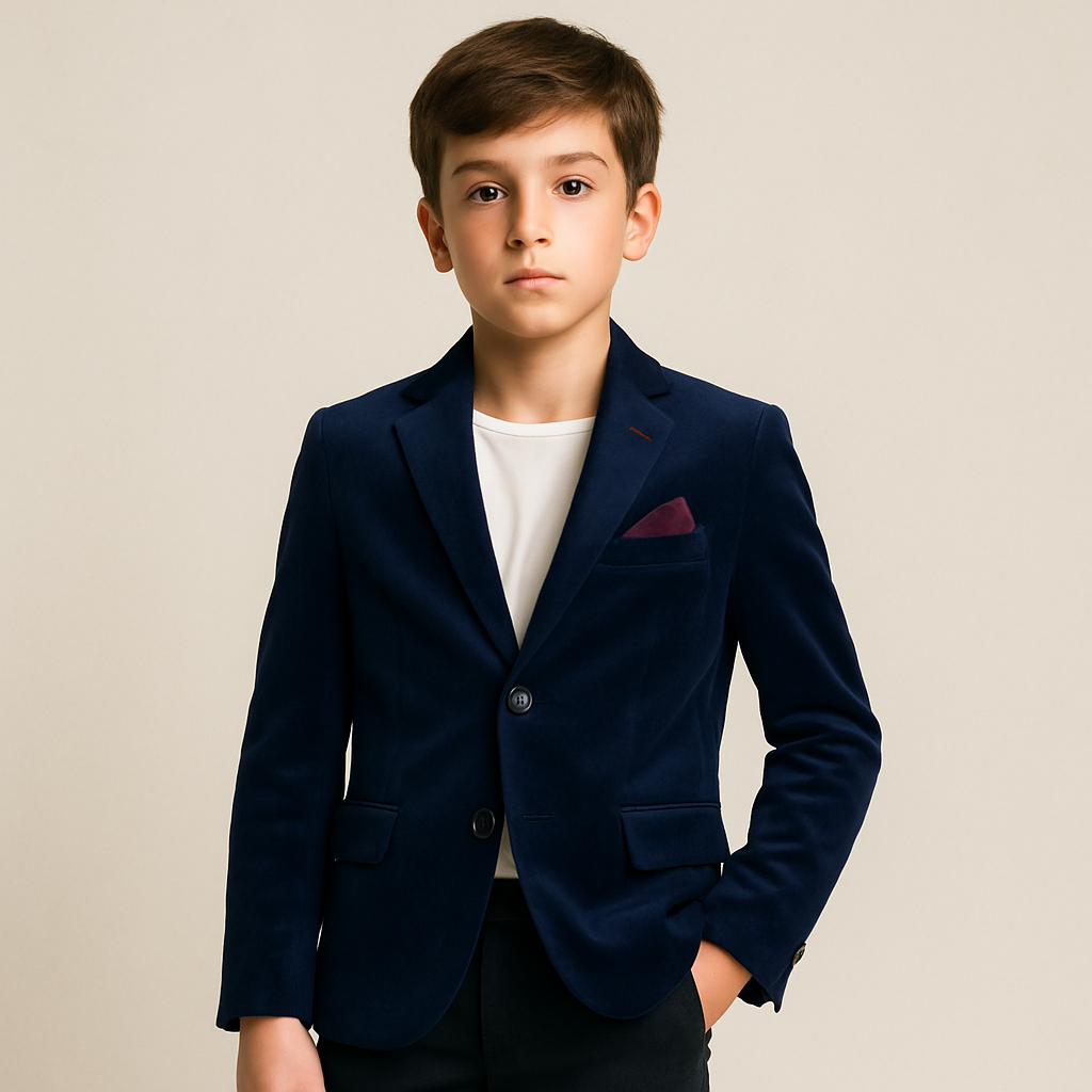 Isaac Mizrahi Boys Velvet Navy Blazer
