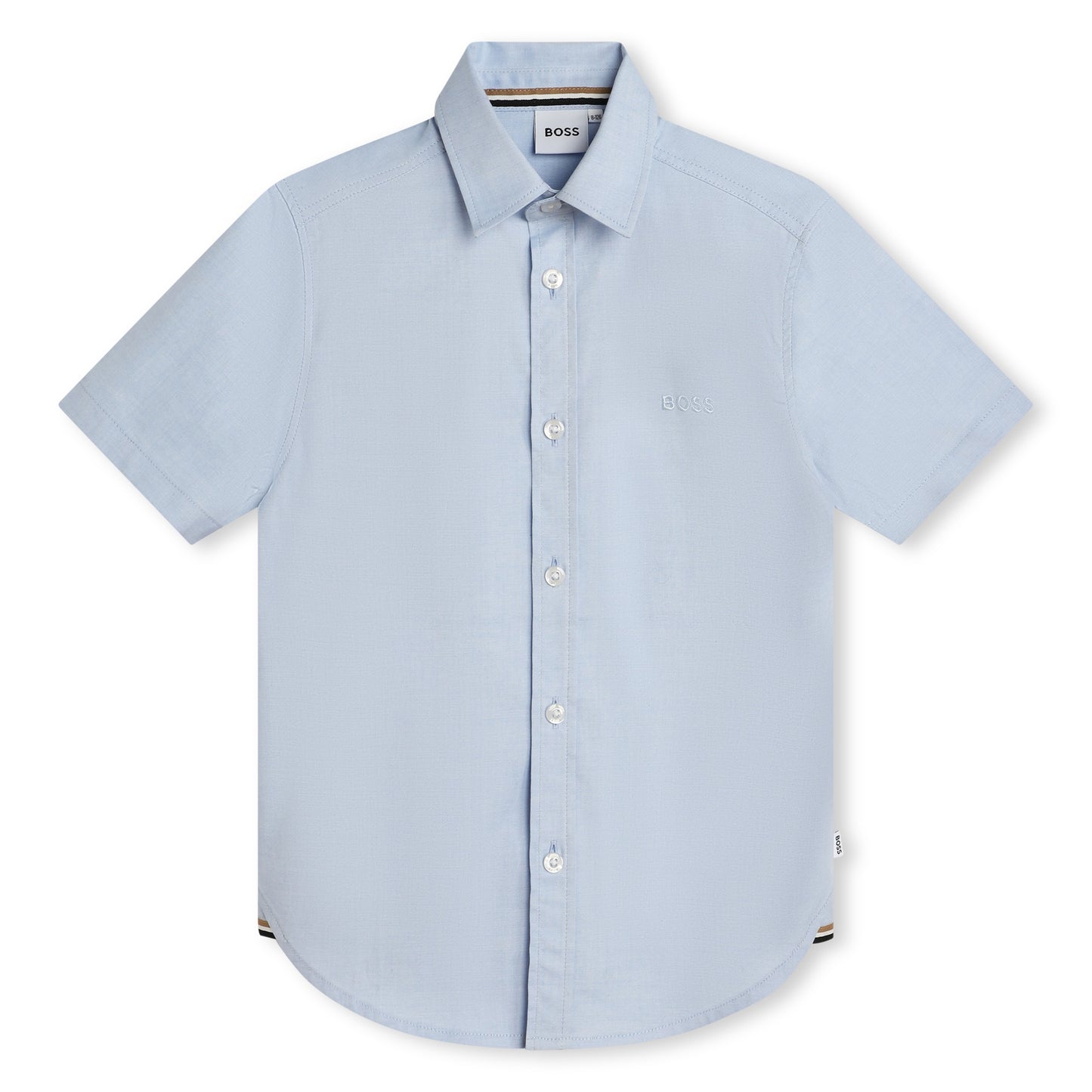 Hugo Boss Boys Short Sleeve Pale Blue Oxford Dress Shirt _ J50696-77D
